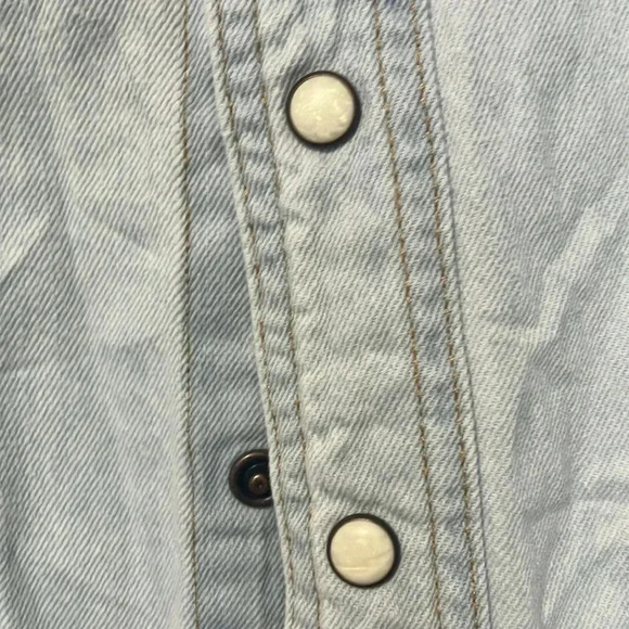 Timberland  light denim pearl snap button down shirt - Picture 3 of 7